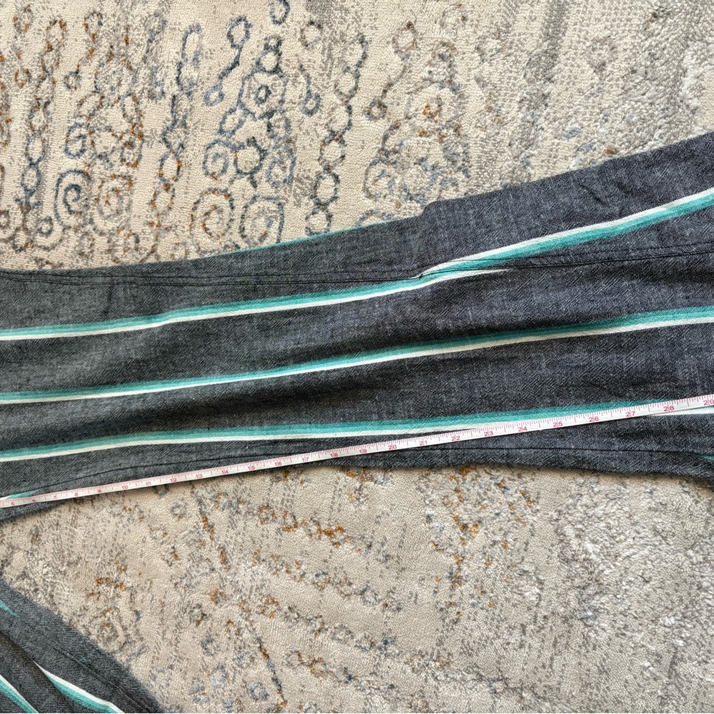 Roxy Oceanside Yarn Linen Cotton Blend Gray Striped Wide Leg Pants Medium - Picture 12 of 14